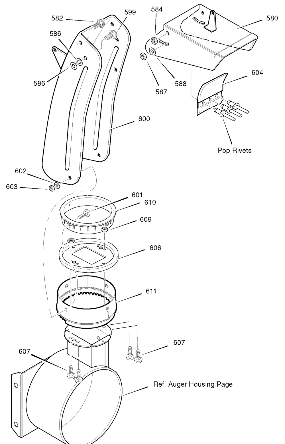 Discharge Chute Diagram and Parts List for 629117X31A 2004 Briggs and Stratton Snow Blower